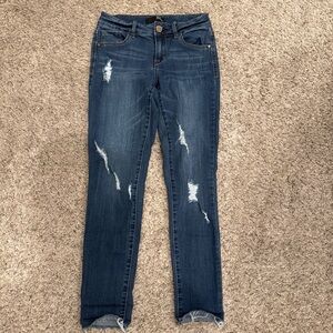 1822 Denim Dark Blue Distressed Skinny Jeans